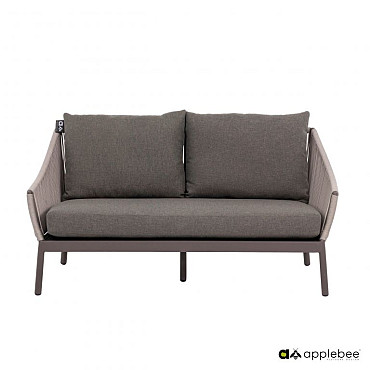 Bijou sofa 145, frame aluminium Taupe, rope weaving Ash grey, Bee Wett cushions Steps OP=OP