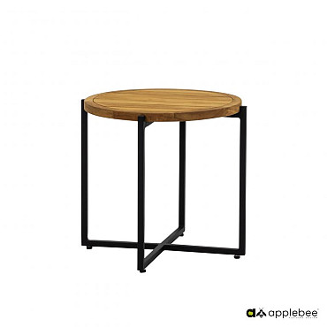 Condor coffee table dia. 54x50h, base aluminium Black, top SVLK teak Natural