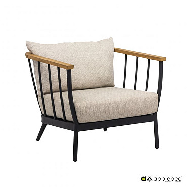 Condor lounge chair 80, Black alu frame, SVLK teak arm natural, Bee Wett cushion Natural Oak OP=OP