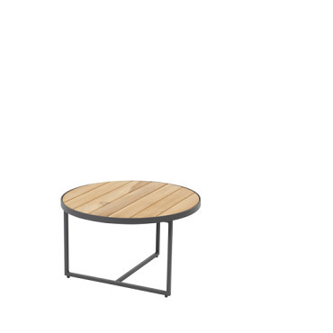 Strada coffee table Natural teak round 58.5 cm. Alu legs (H35) Alu / Teak