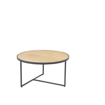 Strada coffee table Natural teak round 73 cm. Alu legs (H40) Alu / Teak