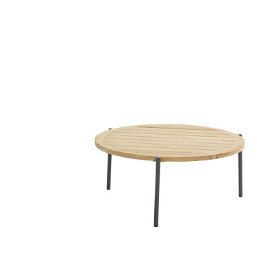 Yoga coffee table Anthracite Natural teak 90 cm (H40) Alu / Teak