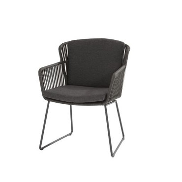 Vitali dining chair Webbing Anthracite with 2 cushions Anthracite - Colour cushions: Black Venao 093