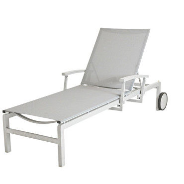 Regina sunbed with reclining arms, and wheels White