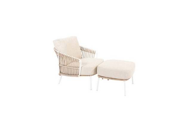 Dalias footstool white with cushion White afbeelding 3