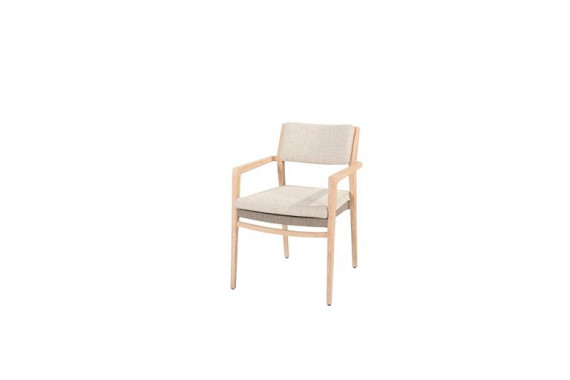 Julia stackable dining chair brushed teak with 2 cushions (2 pc in box) Teak brushed