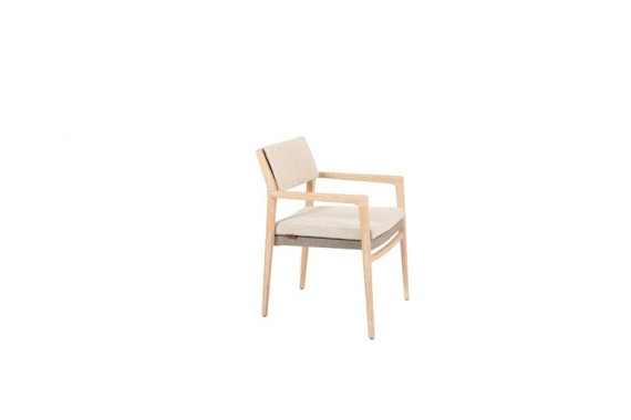 Julia stackable dining chair brushed teak with 2 cushions (2 pc in box) Teak brushed afbeelding 3