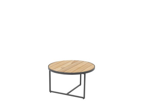 Strada coffee table Natural teak round 58.5 cm. Alu legs (H35) Alu / Teak afbeelding 2