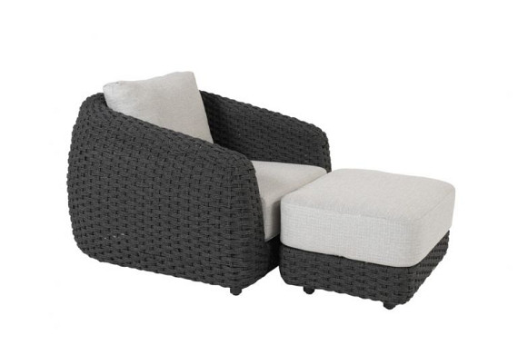 Saint-Tropez footstool with cushion Anthracite afbeelding 3