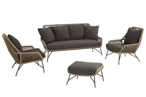 Ramblas loungeset - Living stoel (2x), living bank en voetenbank - Showroommodel OP=OP afbeelding 4