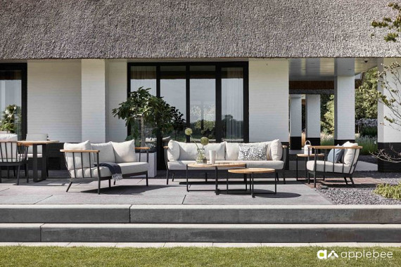 Condor sofa 217, Black alu frame, SVLK teak arm natural, Bee Wett cushion in Natural Oak OP=OP afbeelding 2
