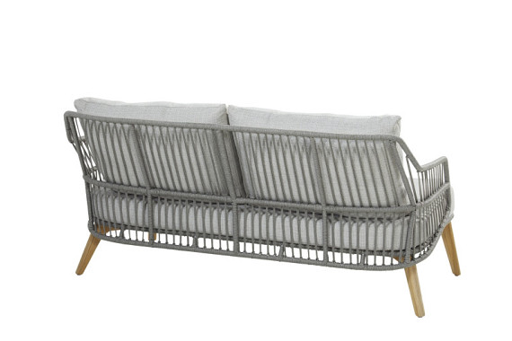 Sempre living bench 2.5 seaters Teak Silver Grey with 4 cushions Silver Grey afbeelding 2