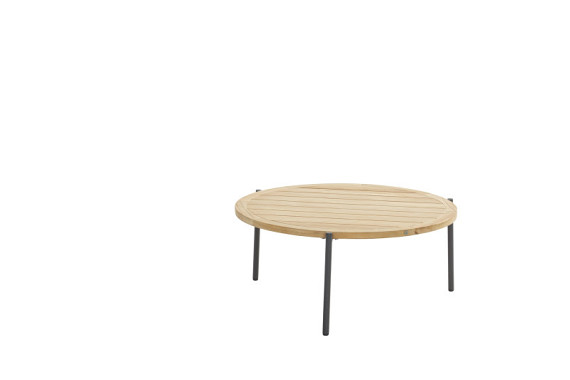 Yoga coffee table Anthracite Natural teak 90 cm (H40) Alu / Teak