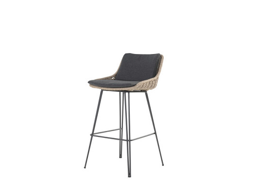 Bohemian Bar chair Natural with cushion Natural - Colour cushions: Black Venao 093 - Showroommodel OP=OP