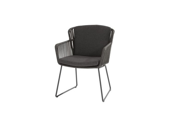 Vitali dining chair Webbing Anthracite with 2 cushions Anthracite - Colour cushions: Black Venao 093