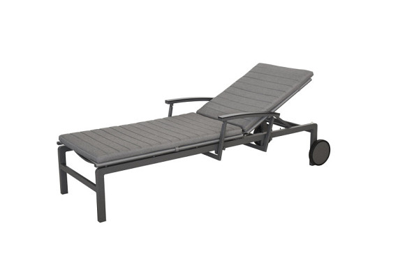 Regina sunbed with reclining arms, and wheels Anthracite