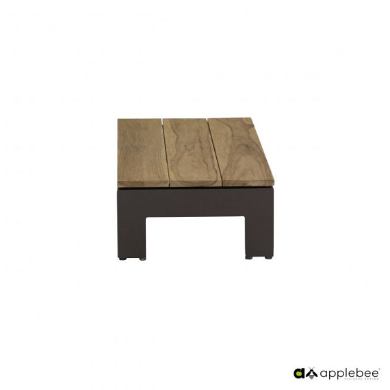 Sticks and More coffee table 87x44x23h, base aluminium Taupe, SVLK teak top Coastal OP=OP