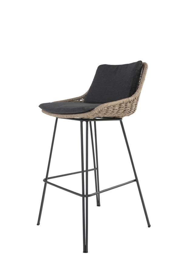 Bohemian Bar chair Natural with cushion Natural - Colour cushions: Black Venao 093 - Showroommodel OP=OP afbeelding 2