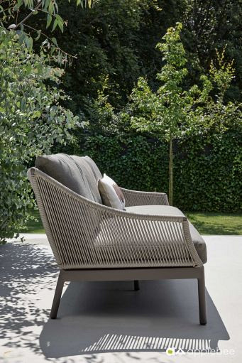 Bijou sofa 145, frame aluminium Taupe, rope weaving Ash grey, Bee Wett cushions Steps OP=OP afbeelding 2