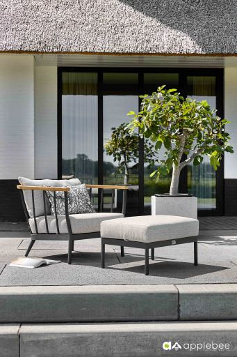 Condor Ottoman 68, Black alu frame, SVLK teak arm natural, Bee Wett cushion in Natural Oak OP=OP afbeelding 2