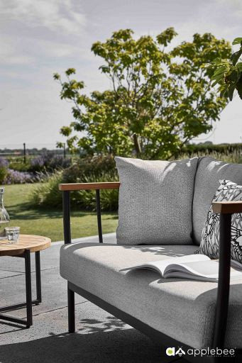 Condor sofa 150, Black alu frame, SVLK teak arm Natural, Bee Wett cushion in Natural Oak OP=OP afbeelding 2